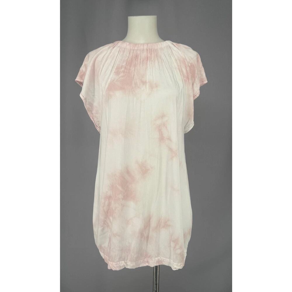 Cloth & Stone Tunic Womens Large Pink Rayon Flutter Sleeve Scoop Neck Boho